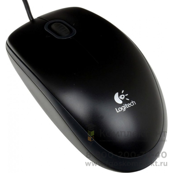 Мышь Logitech B100 черная, оптическая 800dpi, USB, 1.8м, {10}, (041271)